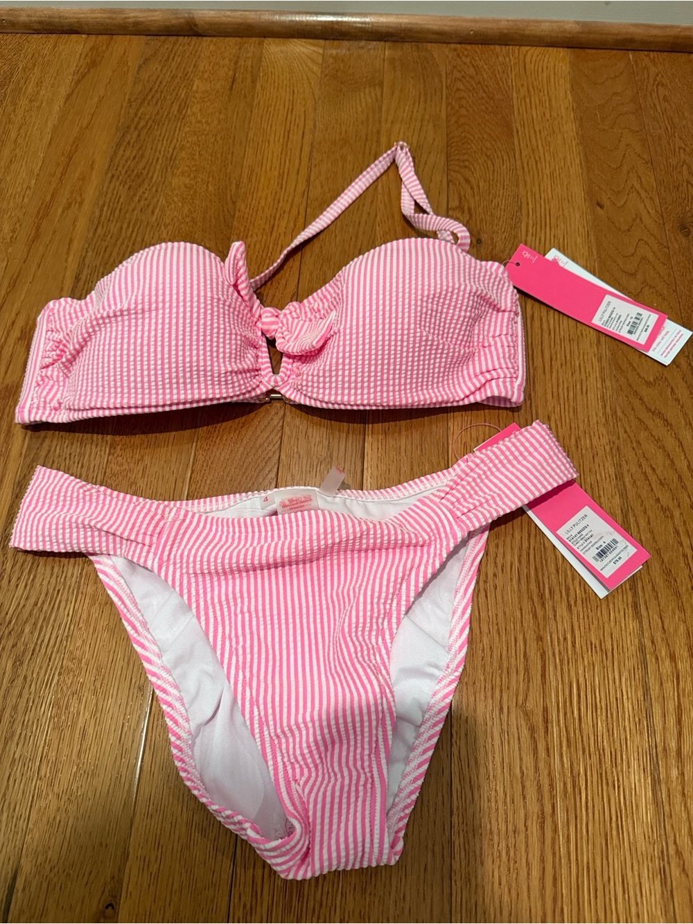Lilly Pulitzer Pink & White Seersucker Stripe womens Bikini